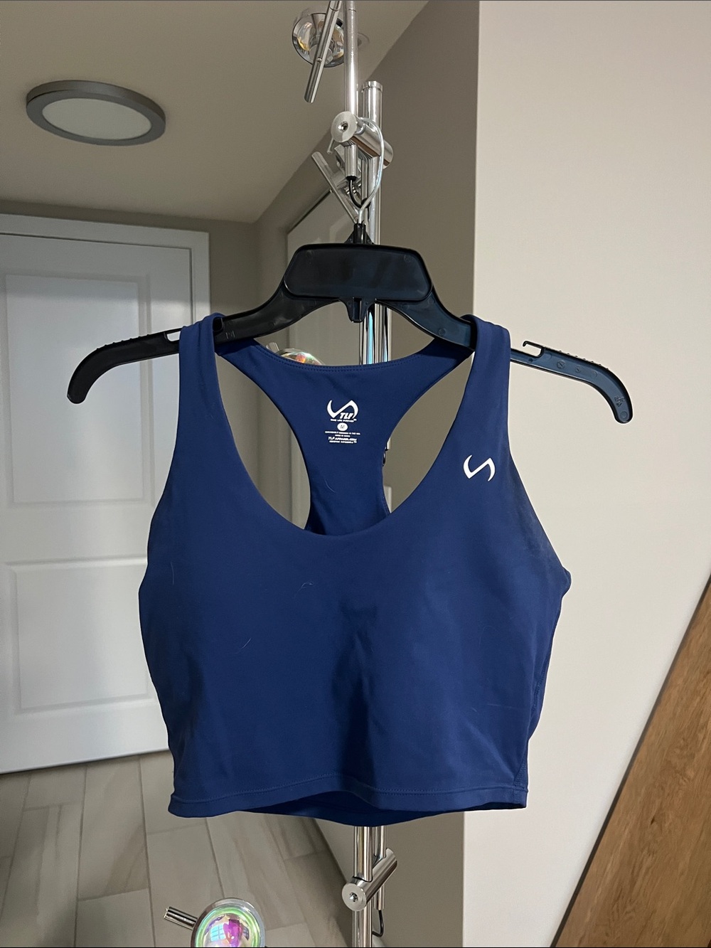 Navy Racerback Crop Sports Bra